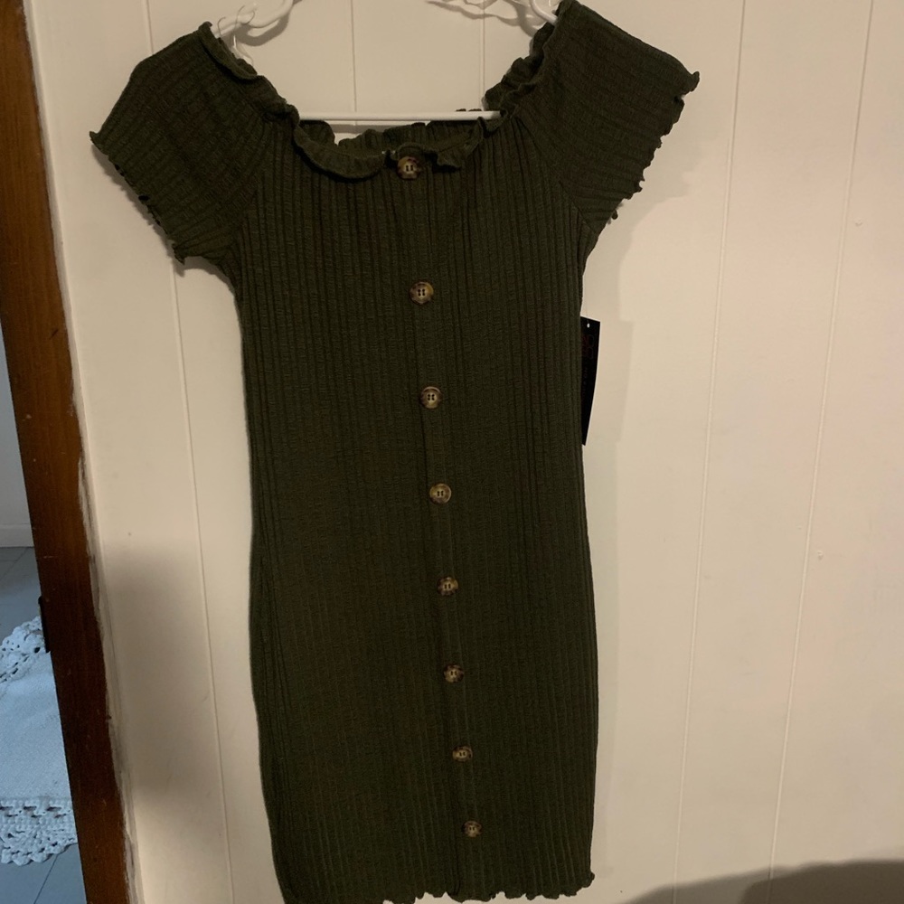 Dark Green off shoulder Dress